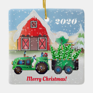 Merry Christmas on the Country Farm Ceramic Ornament