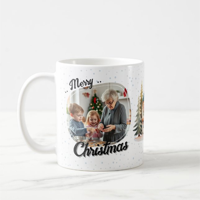 Merry Christmas One Photo Holiday  Coffee Mug (Left)