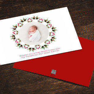 Merry Christmas One Photo Red and Green Holiday Card