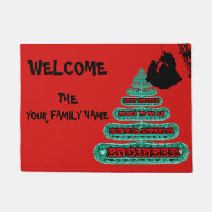 MERRY CHRISTMAS OPERATING ENGINEER CRANE OPERATOR DOORMAT