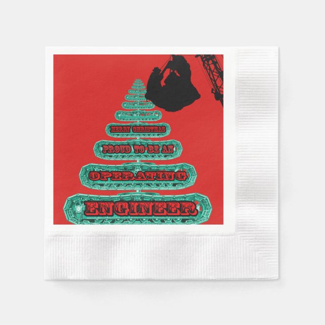 MERRY CHRISTMAS OPERATING ENGINEER CRANE OPERATOR NAPKIN (Front)
