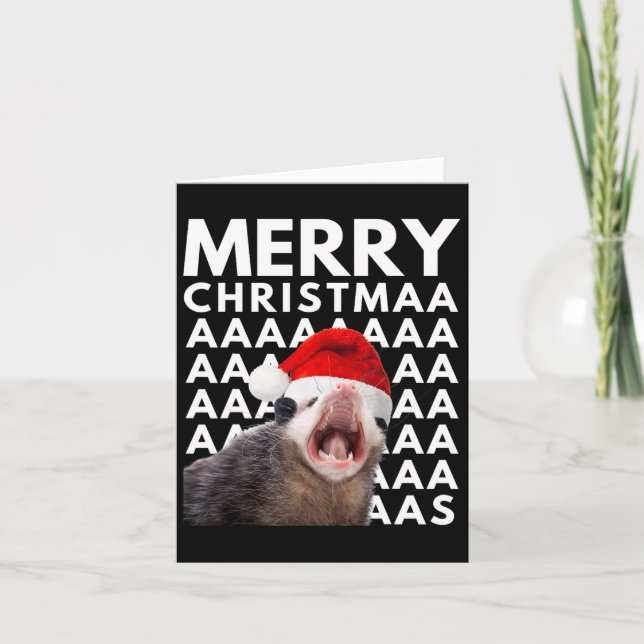 Merry Christmas Opossum Screaming Fun Men Women Ki Card (Front)