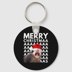 Merry Christmas Opossum Screaming Fun Men Women Ki Key Ring