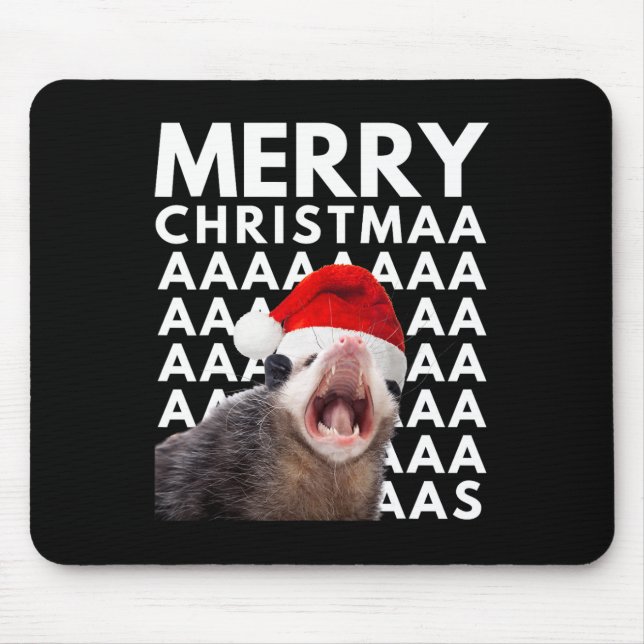 Merry Christmas Opossum Screaming Fun Men Women Ki Mouse Mat (Front)