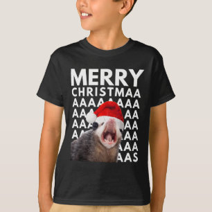 Merry Christmas Opossum Screaming Fun Men Women Ki T-Shirt