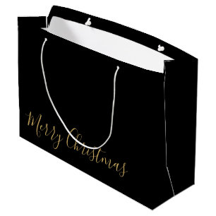 Merry Christmas, or DIY Message, Black & Gold Large Gift Bag