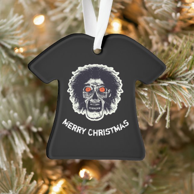 Merry Christmas Orange Eyes Zombie Ornament (Tree)