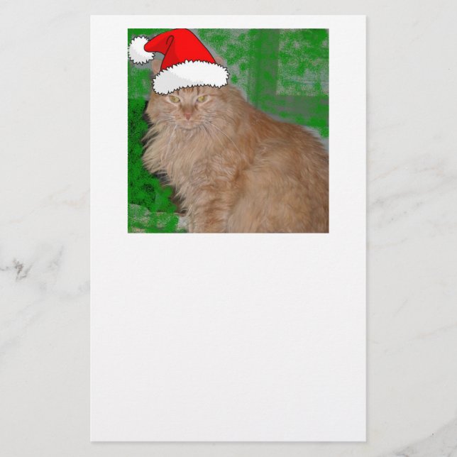 Merry Christmas Orange Tabby Kitten Stationery (Front)