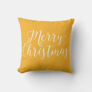 Merry Christmas Orange Yellow Beige Christmas Cushion