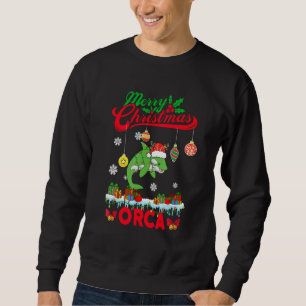 Merry Christmas Orca Costume Santa Orca Xmas Light Sweatshirt