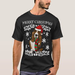 Merry Christmas Ornament Basset Hound Xmas Santa T-Shirt