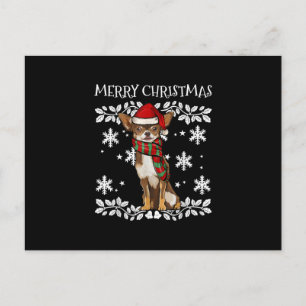 Merry Christmas Ornament Brown Chihuahua Xmas Announcement Postcard