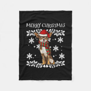 Merry Christmas Ornament Brown Chihuahua Xmas Fleece Blanket