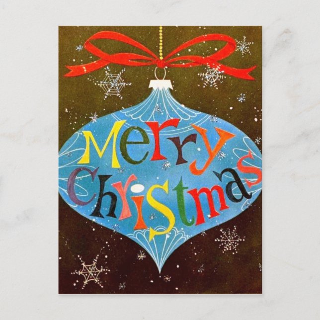 Merry Christmas Ornament Holiday Postcard (Front)