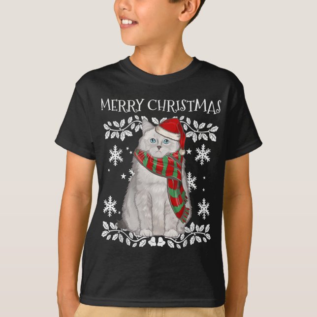 Merry Christmas Ornament Ragdoll Cat Xmas Santa T-Shirt (Front)