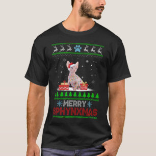 Merry Christmas Ornament Sphynx Cat Xmas Santa T-Shirt