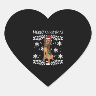 Merry Christmas Ornament Wirehaired Vizsla Xmas Heart Sticker
