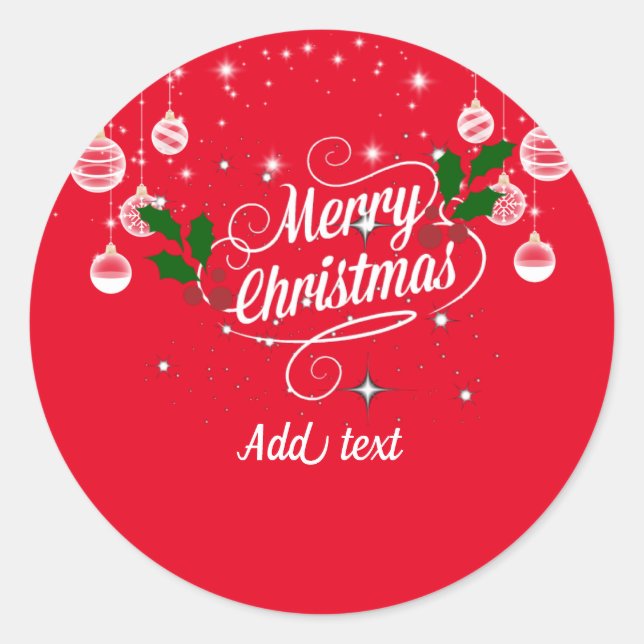 Merry Christmas ornamental design TEMPLATE Classic Round Sticker (Front)