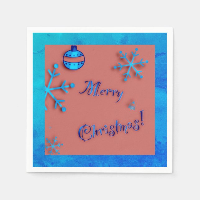Merry Christmas , ornaments and snow crystals Napkin (Front)