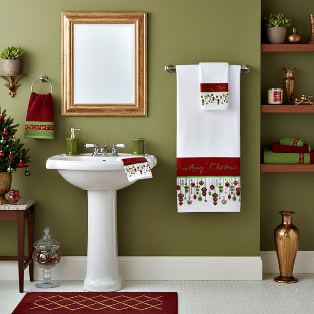 Merry Christmas ornaments Bath Towel Set (Creator Uploaded)