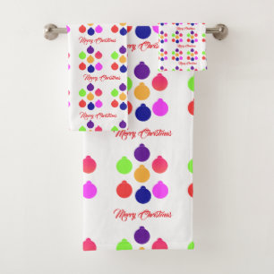 Merry Christmas Ornaments Bath Towel Set