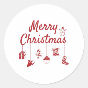 Merry Christmas Ornaments Classic Round Sticker