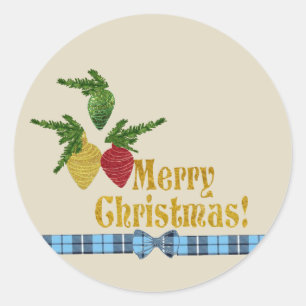 Merry Christmas Ornaments Classic Round Sticker