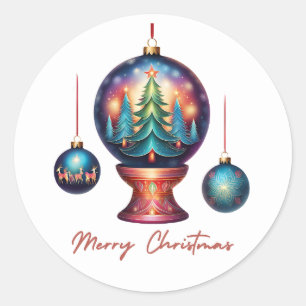 Merry Christmas Ornaments Classic Round Sticker