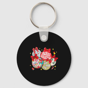 Merry Christmas Ornaments Disco Ball Coquette Bow  Key Ring