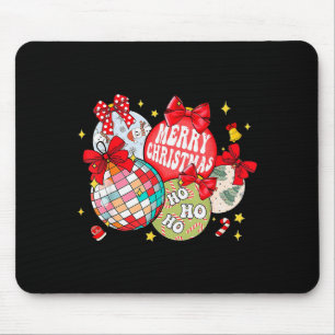 Merry Christmas Ornaments Disco Ball Coquette Bow  Mouse Mat