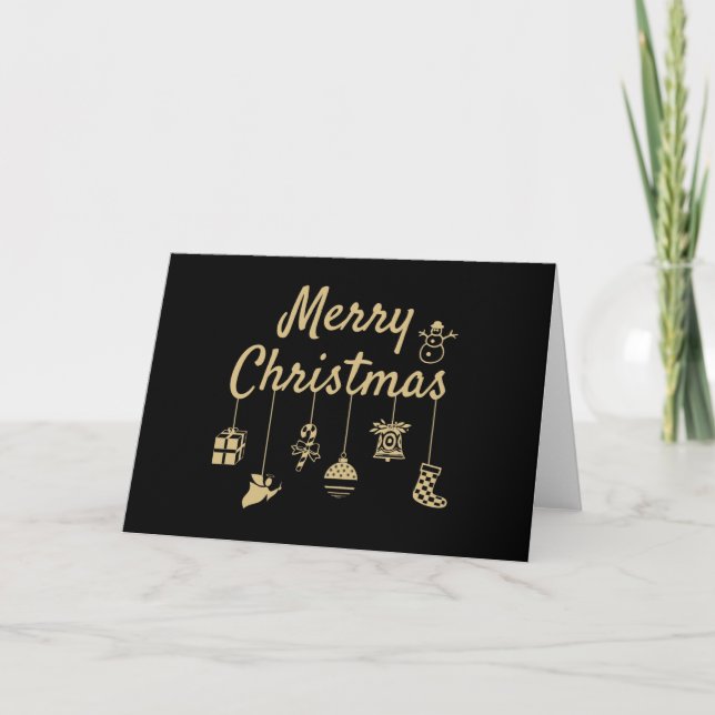 Merry Christmas Ornaments gold Card (Front)