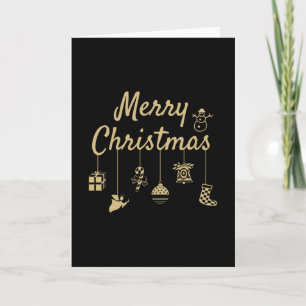 Merry Christmas Ornaments gold colour golden decor Card