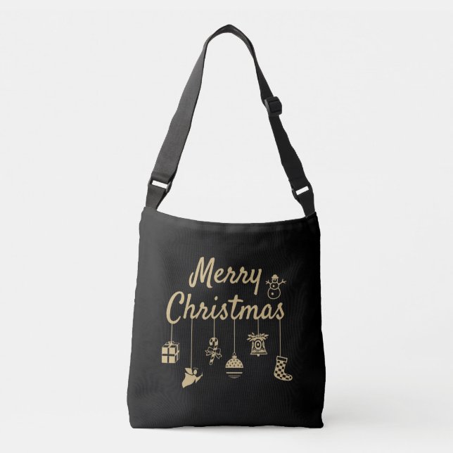 Merry Christmas Ornaments gold Crossbody Bag (Front)