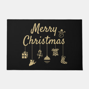 Merry Christmas Ornaments gold Doormat
