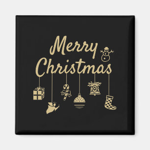 Merry Christmas Ornaments gold Magnet