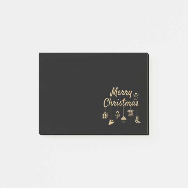 Merry Christmas Ornaments gold Post-it Notes (Front)