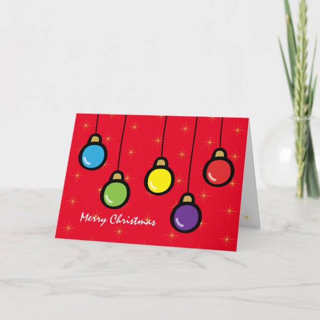 Merry Christmas Ornaments Gold Star Greeting Card (Front)