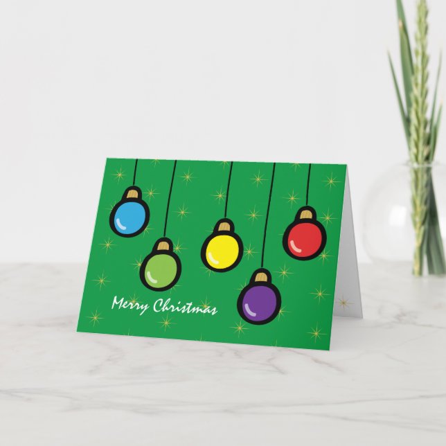 Merry Christmas Ornaments Gold Star Greeting Card (Front)
