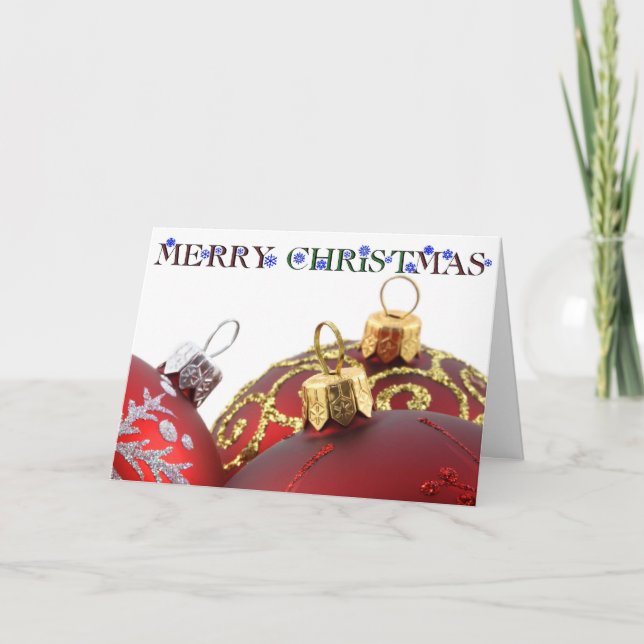 Merry Christmas Ornaments Holiday Card (Front)