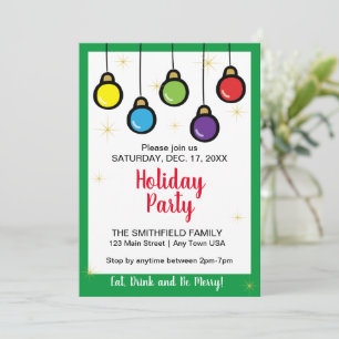 Merry Christmas Ornaments Holiday Party Invitation