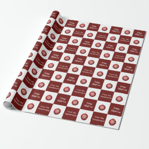 Merry Christmas Ornaments Red and White From Name Wrapping Paper