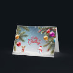 Merry Christmas Ornaments, Snowman, Reindeer  Holiday Card<br><div class="desc">Christmas wonderland</div>
