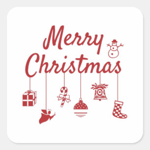 Merry Christmas Ornaments Square Sticker