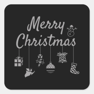 Merry Christmas Ornaments Square Sticker