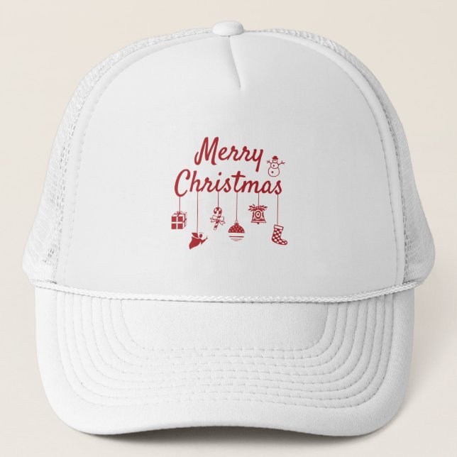 Merry Christmas Ornaments Trucker Hat (Front)