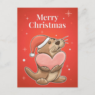 Merry Christmas Otter Postcard
