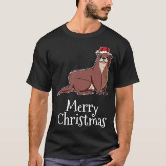 Merry Christmas Otter Santas Hat Sea Otter T-Shirt