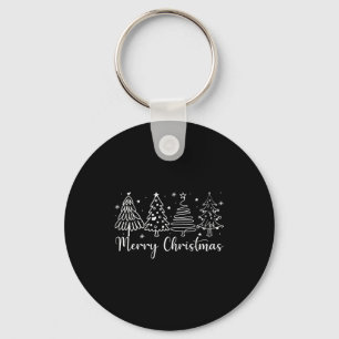 Merry Christmas Outline Xmas Tree For Family Men W Key Ring