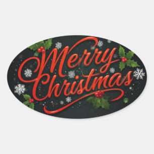 Merry Christmas Oval Sticker