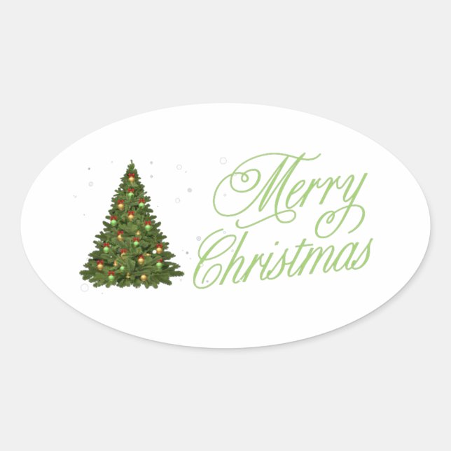 Merry Christmas Oval Sticker (Front)